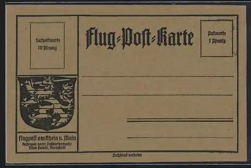 AK Flug-Postkarte, Beförderung durch Postluftschiff Schwaben, Zeppelin