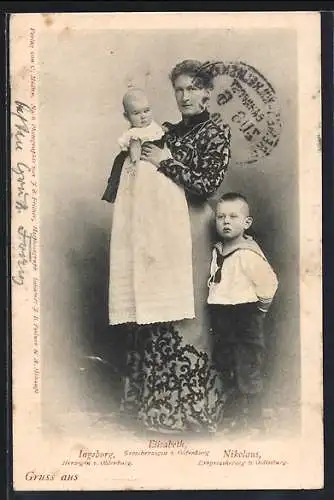 AK Grossherzogin Elisabeth, Erbgrossherzog Nikolaus, Herzogin Ingeborg von Oldenburg