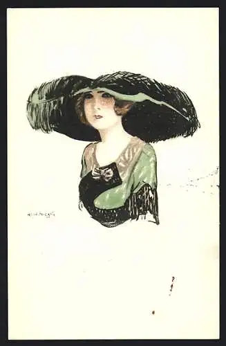 Künstler-AK sign. Rolf Niczky: Elegante Dame mit Hut