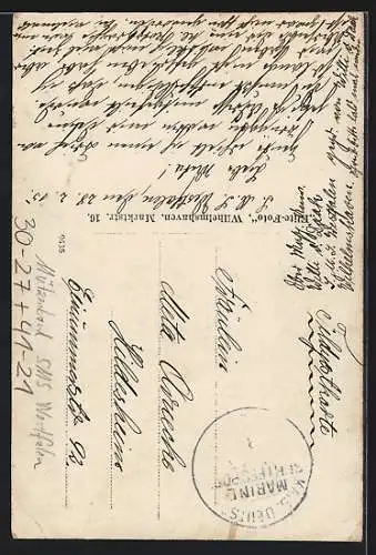 Foto-AK Matrose mit Mützenband Kriegsschiff SMS Westfalen