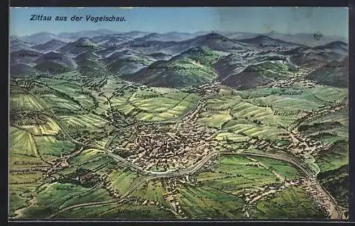 AK Zittau, Panorama der Umgebung