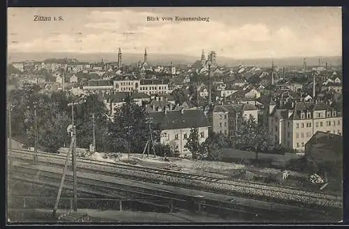 AK Zittau, Blick vom Kummersberg auf die Stadt
