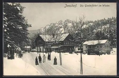 AK Jonsdorf, Gasthaus Gondelfahrt im Winter