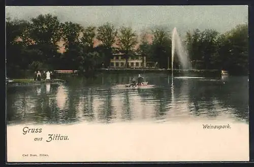 AK Zittau, Weinaupark mit Fontäne