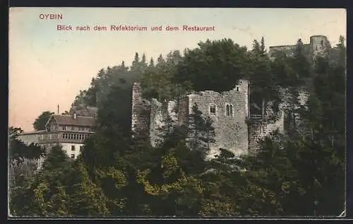 AK Oybin, Blick nach dem Refektorium und dem Restaurant