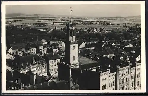 AK Zittau, Ortsansicht mit Kirche