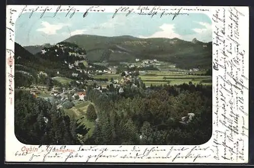 AK Oybin, Panorama v. d. Ludwigshöhe