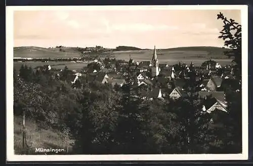 AK Münsingen, Totalansicht aus der Vogelschau