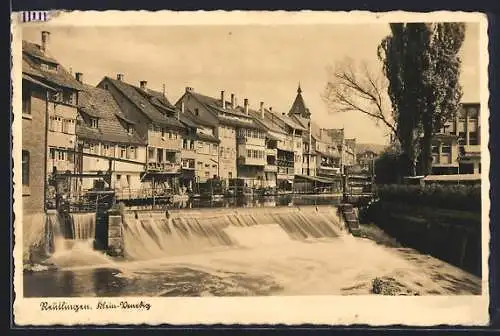 AK Reutlingen, Flussschwele in Klein-Wenedig