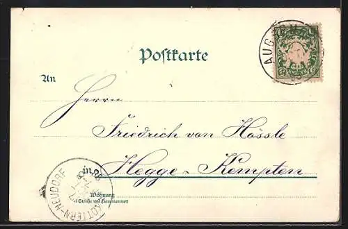 Lithographie Augsburg, Wertachbrückerthor, Rotes Thor