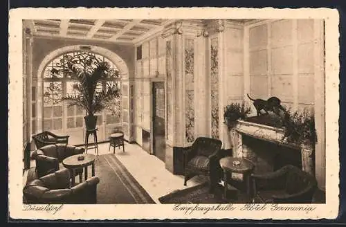 AK Düsseldorf, Empfangshalle im Hotel Germania