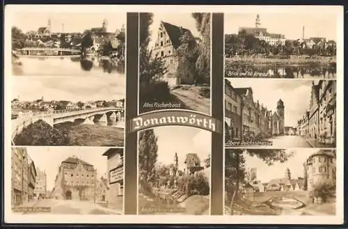 AK Donauwörth, altes Fischerhaus, an der kl. Wörlitz, Partie am Rathaus