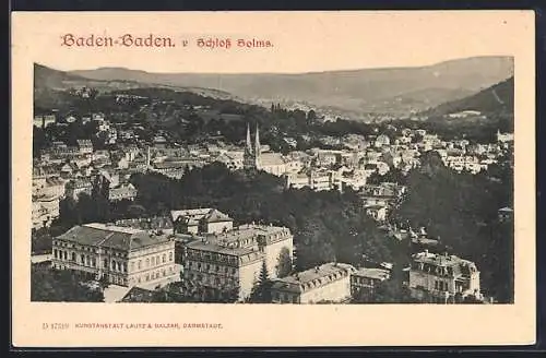 AK Baden-Baden, Gesamtansicht mit Schloss Solms