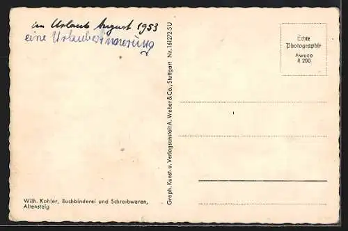 AK Altensteig, Ortsansicht mit Kriegerdenkmal