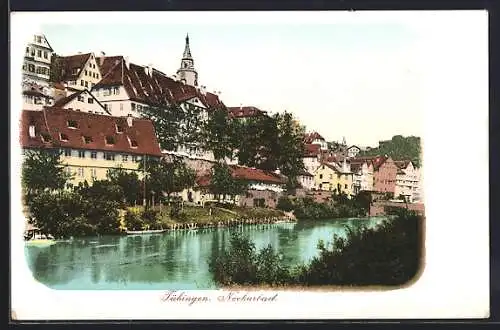 AK Tübingen a. N., Teilansicht mit Neckarbad