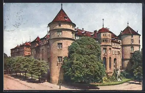 AK Stuttgart, Blick auf altes Schloss