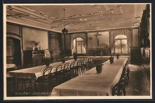 AK Offenburg / Baden, Lehr- und Erziehungsinstitut d. Chorfrauen des hl. Augustinus Klosters, Grosser Speisesaal