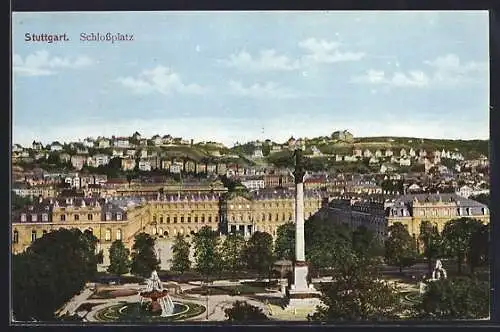 AK Stuttgart, Residenzschloss aus der Vogelschau