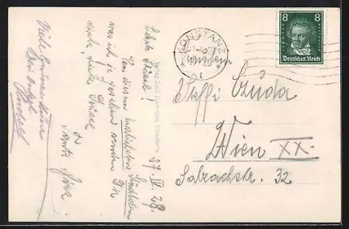 AK Konstanz, Generalansicht mit Kreuzlingen und Säntis