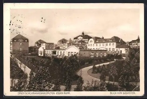 AK Essen / Ruhr, Städtische Krankenanstalten, Blick von Südosten