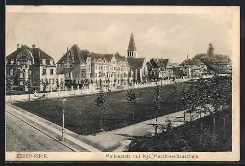 AK Essen, Moltkeplatz mit Kgl. Maschinenbauschule