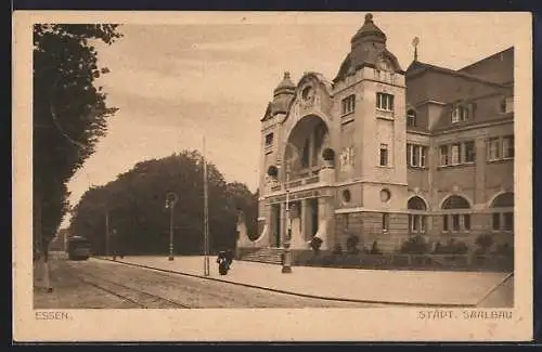 AK Essen, Strassenbahn am Städt. Saalbau
