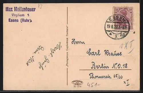 AK Essen, Strassenbahn am Städt. Saalbau