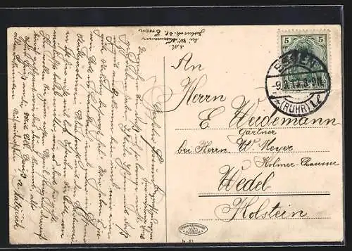 AK Essen, Hauptbahnhof, Kaiserl. Postamt, Stadttheater, Villa Hügel, Kettwigerstrasse, Jahrhundertbrunnen, Burgplatz