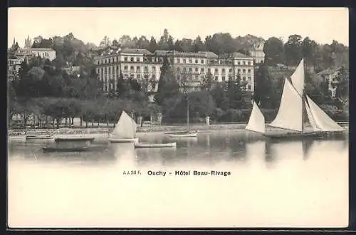 AK Ouchy, Hotel Beau Rivage, Segelboote auf dem See