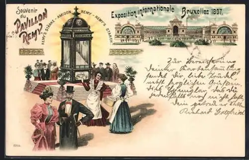 Lithographie Bruxelles, Exposition internationale 1897, Pavillon Remy, Ausstellung