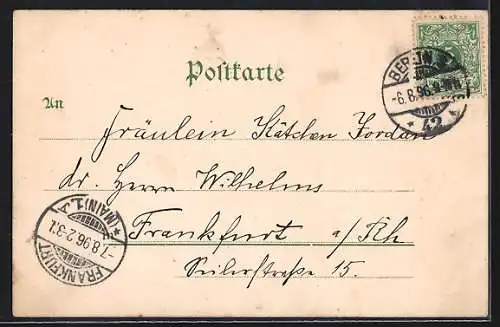 Lithographie Berlin, Gewerbe-Ausstellung 1896, Totalansicht vom Ausstellungsgelände