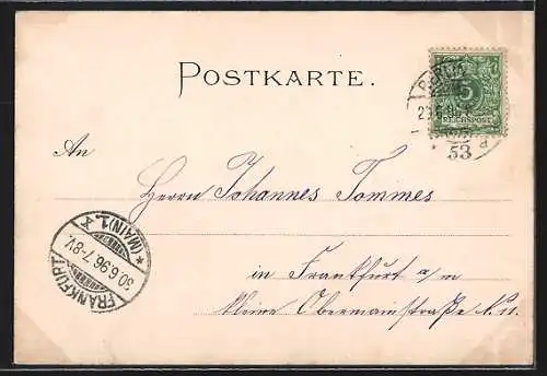 Lithographie Berlin, Gewerbe-Ausstellung 1896, Restaurant, Ausssichtsturm