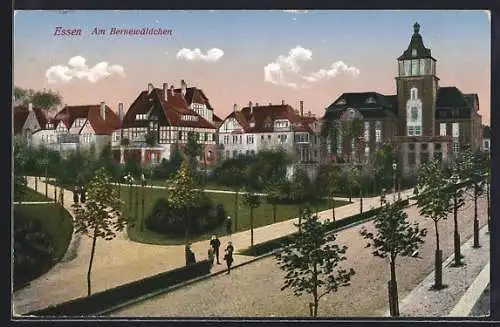 AK Essen, Am Bernewäldchen bei Abendstimmung