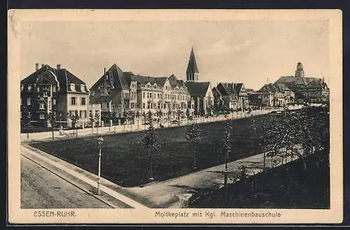 AK Essen /Ruhr, Moltkeplatz mit Königlicher Maschinenbauschule
