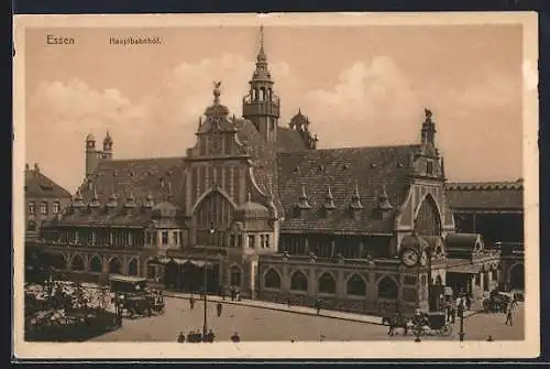 AK Essen, Hauptbahnhof aus der Vogelschau