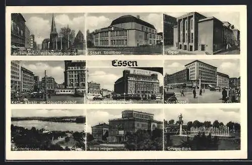 AK Essen, Oper, Hauptbahnhof, Gruga Park, Post, Villa Hügel, Kettwigerstrasse, Handelshof