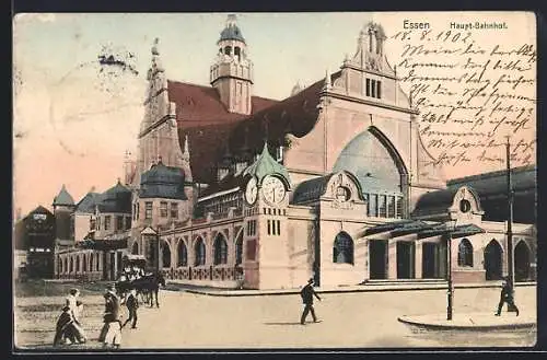 AK Essen / Ruhr, Haupt-Bahnhof mit Uhr