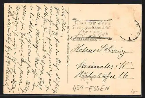 AK Essen, Hauptbahnhof mit Uhr und Passanten