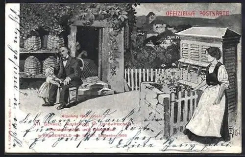 Künstler-AK Frauenfeld, VII. Schweiz. Ausstellung für Landwirtschaft Forstwirtschaft und Gartenbau 1903, Bienenzucht