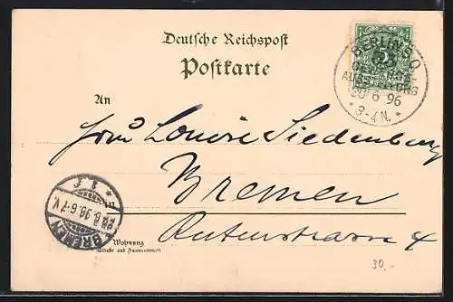 Lithographie Berlin, Gewerbe-Ausstellung 1896, Geb. f. Chemie, Optik, Mechanik & Photogrphie