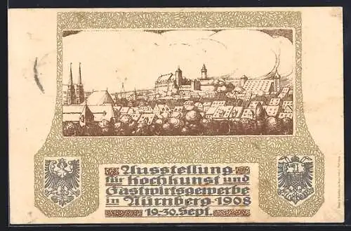 Künstler-AK Nürnberg, Ausstellung für Kochkunst und Gastwirtschaftsgewerbe 1908, Panorama