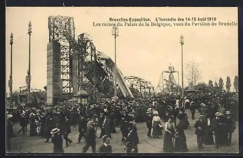 AK Bruxelles, Exposition 1910, Les ruines du Palais de la Belique, Vue du Pavillon de Bruxelles