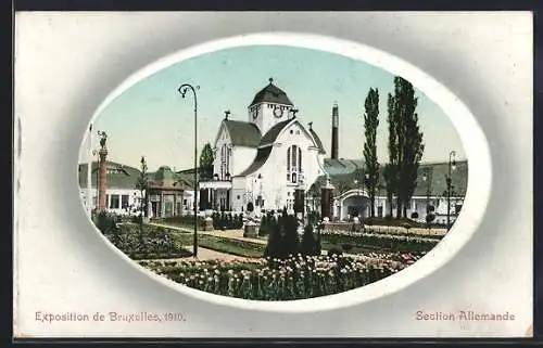 AK Bruxelles, Exposition Universelle 1910, Section Allemande, Passepartout