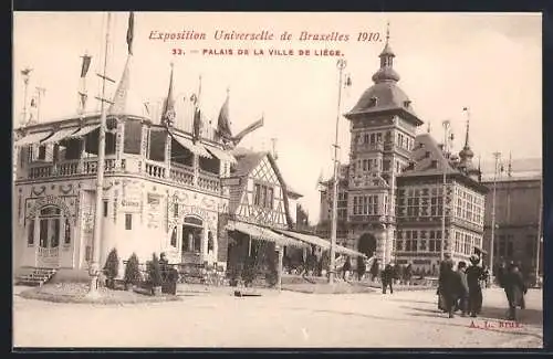 AK Bruxelles, Exposition de Bruxelles 1910, palais de la ville de Liége