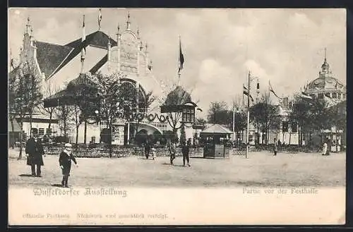 AK Düsseldorf, Partie vor der Festhalle, Ausstellung
