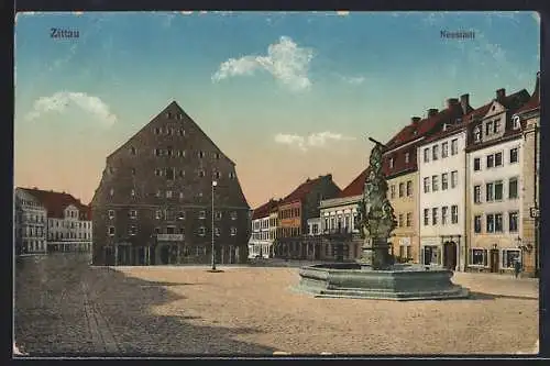 AK Zittau, Neustadt mit Stadt-Wage
