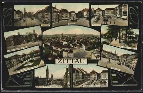 AK Zittau, Marktplatz, Neustadt, Rathausplatz, Ottokarplatz