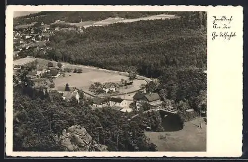 AK Kurort Jonsdorf, Ortsansicht, Blick aus der Gondel