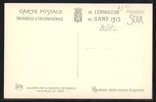 AK Gand, Exposition Universelle et Internationale 1913, Les Bassins et la Fontaine Monumentale, Ausstellung