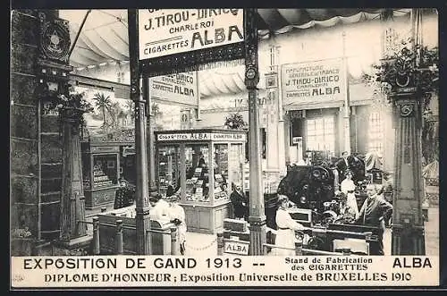 AK Gand, Eposition 1913, Stand de Fabrication des Cigarettes ALBA